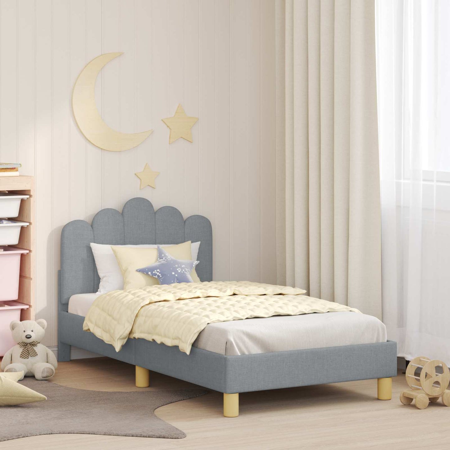 Struttura letto bambini con testata Grigio chiaro 80 x 160 cm