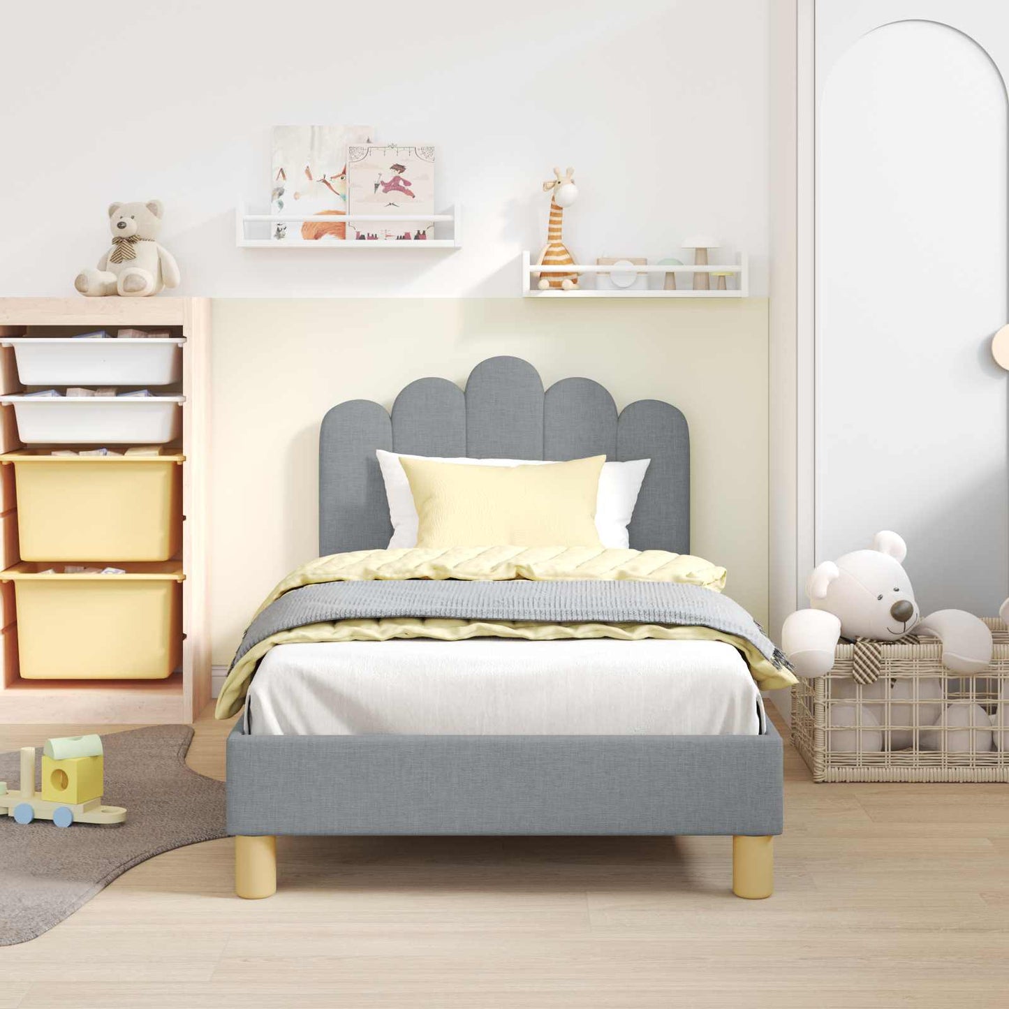 Struttura letto bambini con testata Grigio chiaro 80 x 160 cm