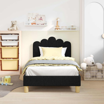 Struttura letto bambini con testata Nero 80 x 160 cm Tessuto