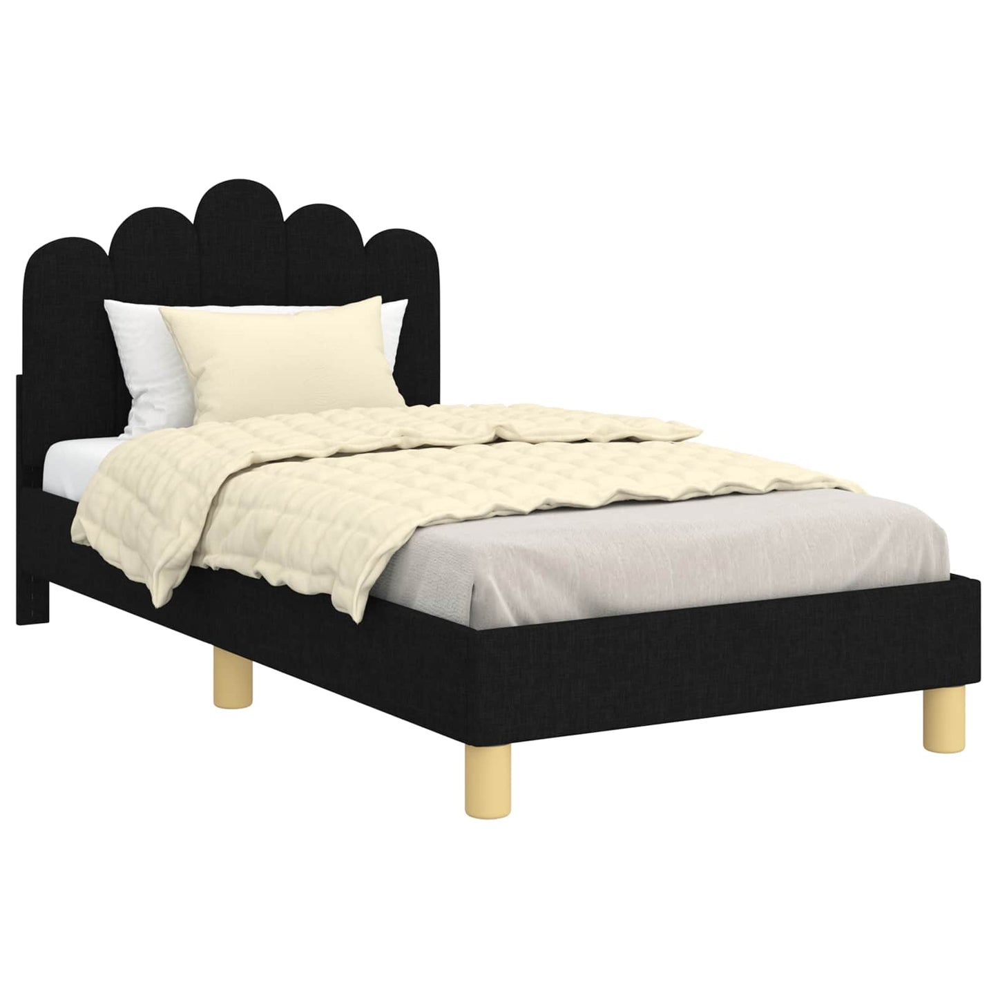 Struttura letto bambini con testata Nero 80 x 160 cm Tessuto