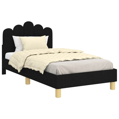 Struttura letto bambini con testata Nero 80 x 160 cm Tessuto