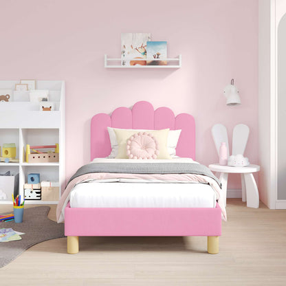 Struttura letto bambini con testata Rosa 80 x 160 cm Tessuto