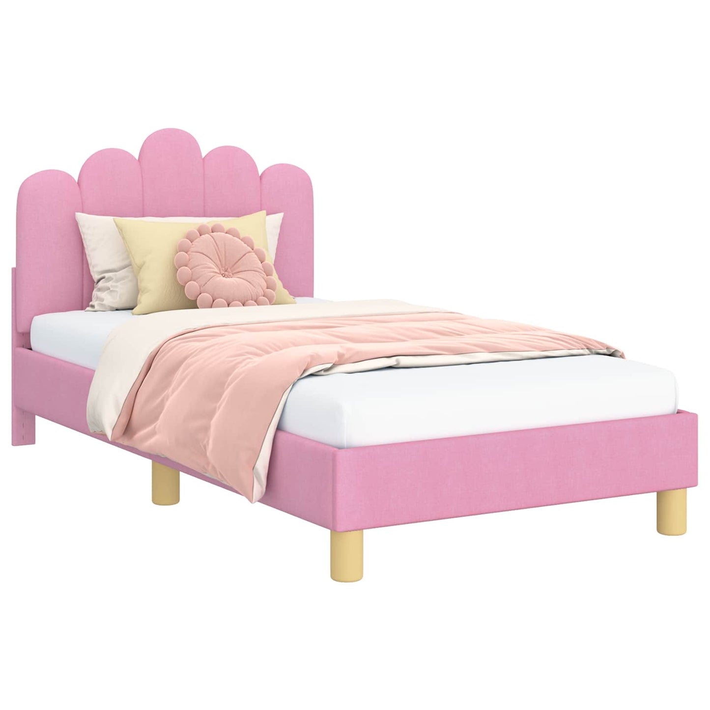 Struttura letto bambini con testata Rosa 80 x 160 cm Tessuto