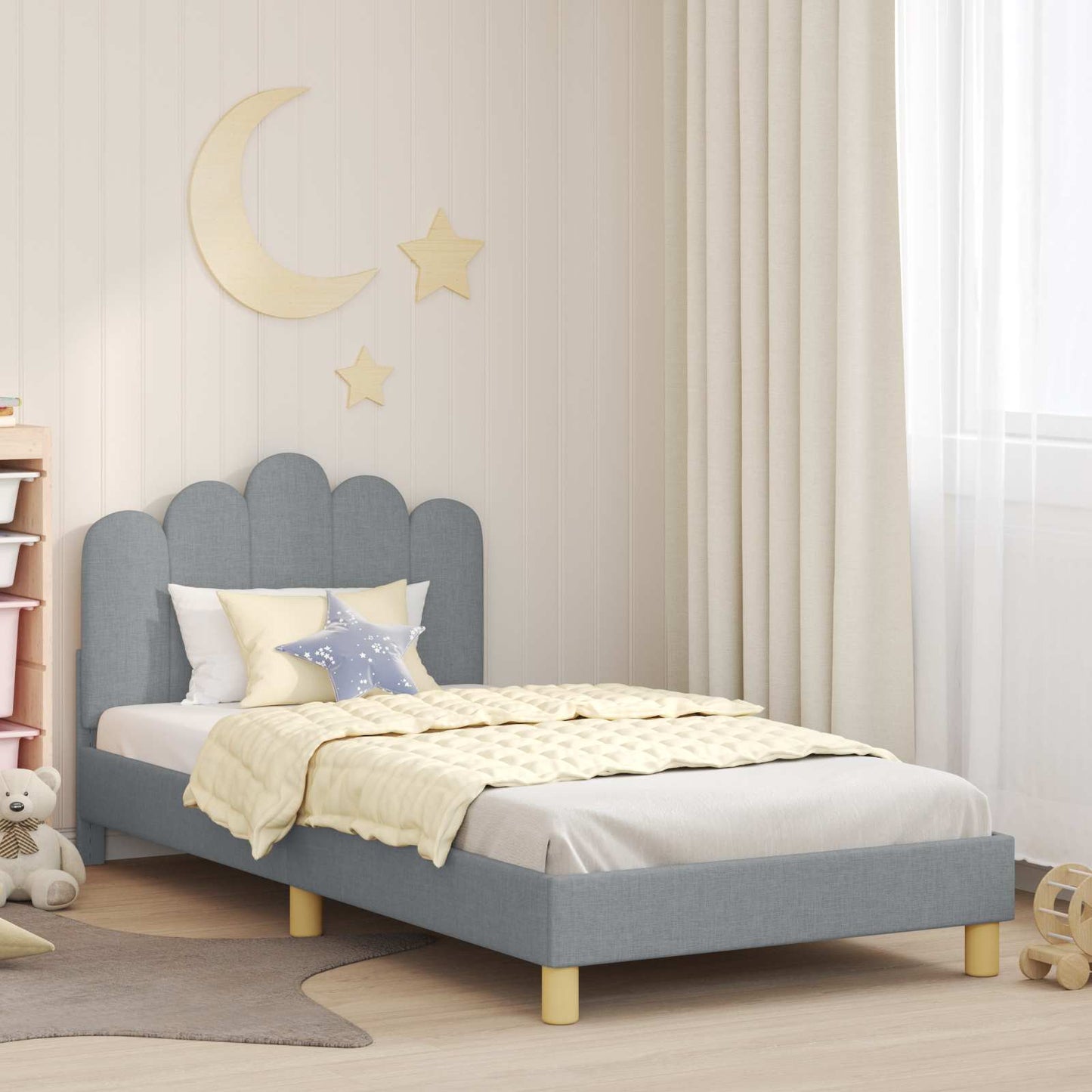 Struttura letto bambini con testata Grigio chiaro 80 x 200 cm