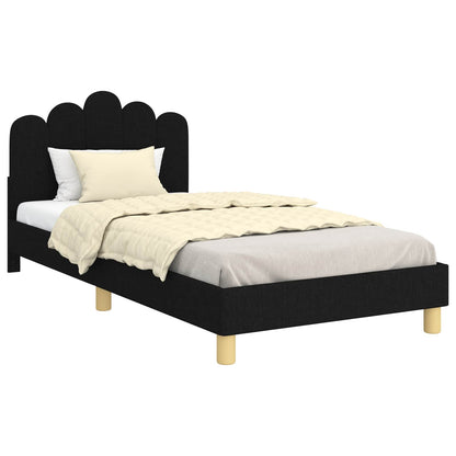 Struttura letto bambini con testata Nero 80 x 200 cm Tessuto