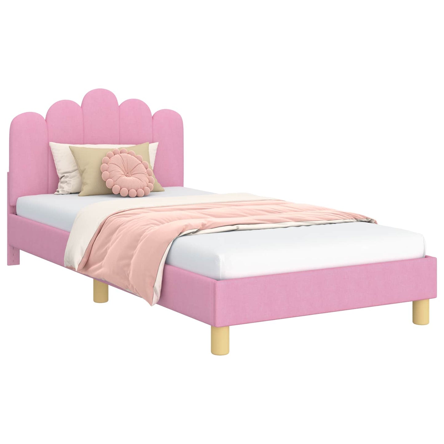 Struttura letto bambini con testata Rosa 80 x 200 cm Tessuto
