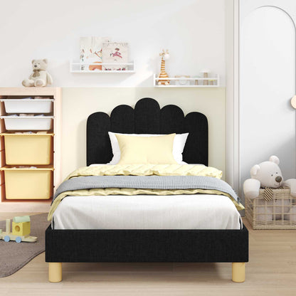 Struttura letto bambini con testata Nero 90 x 190 cm Tessuto
