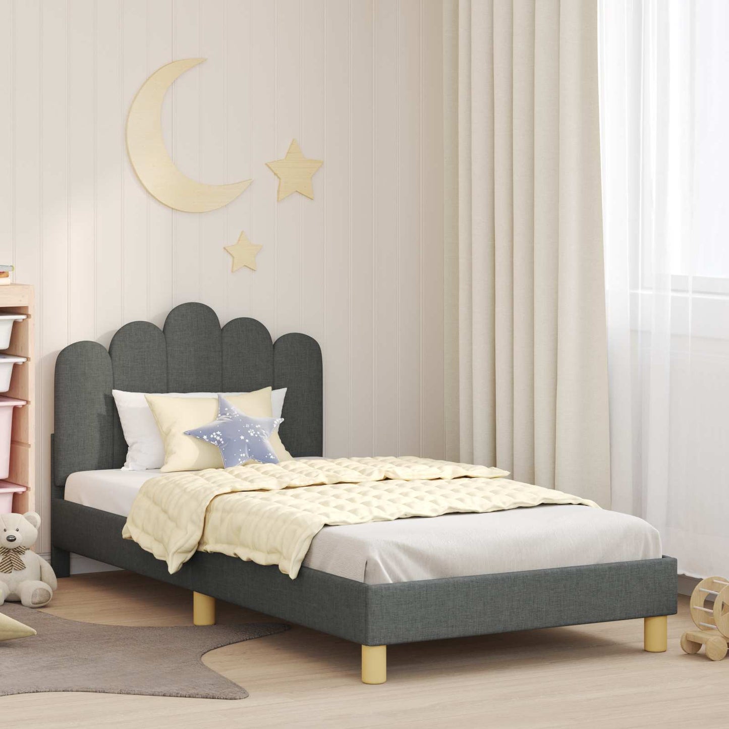 Struttura letto bambini con testata Grigio scuro 90 x 200 cm