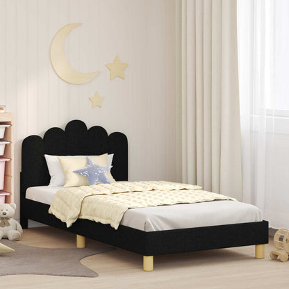 Struttura letto bambini con testata Nero 90 x 200 cm Tessuto