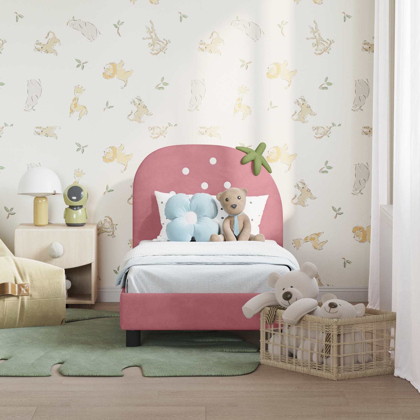 Struttura letto per bambini con testata Rosa 70 x 140 cm