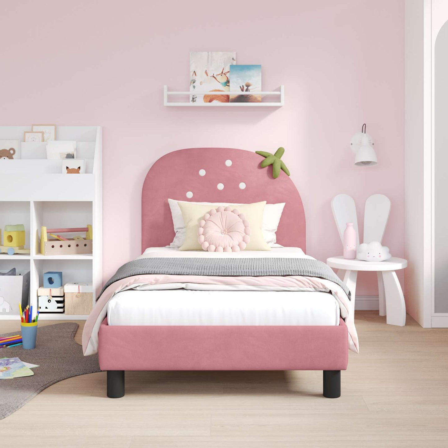Struttura letto bambini con testata Rosa 80 x 160 cm Velluto