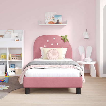 Struttura letto bambini con testata Rosa 80 x 160 cm Velluto