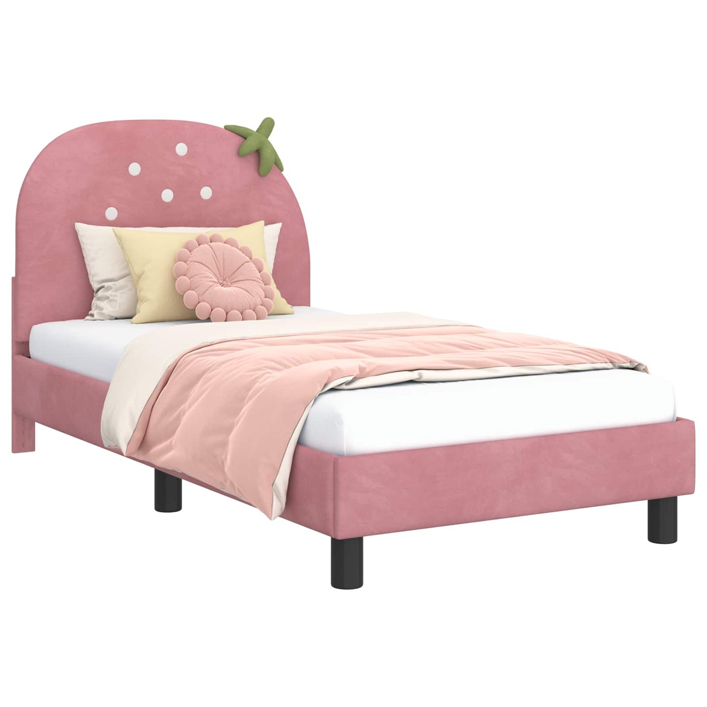 Struttura letto bambini con testata Rosa 80 x 160 cm Velluto