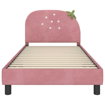 Struttura letto bambini con testata Rosa 80 x 200 cm Velluto