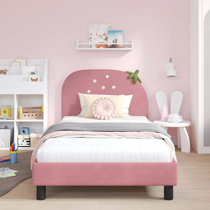 Struttura letto bambini con testata Rosa 90 x 200 cm Velluto