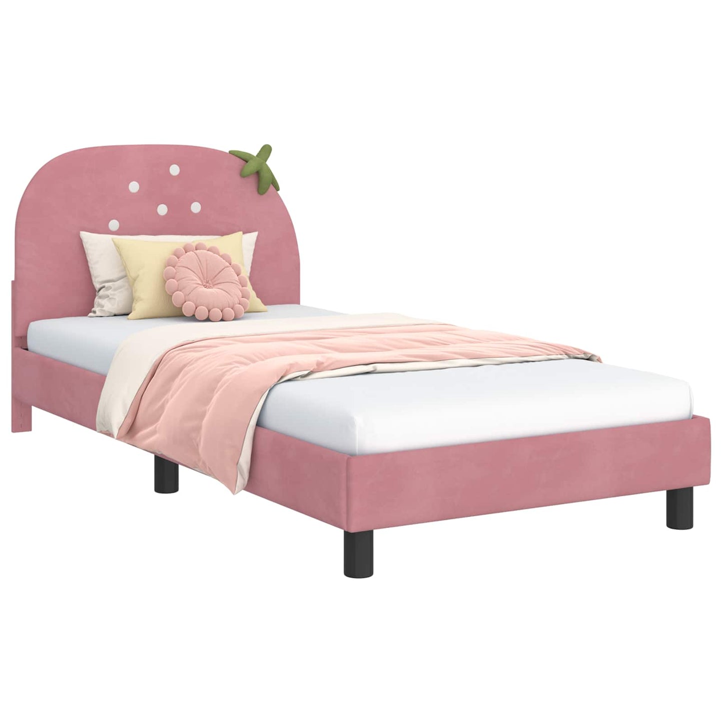 Struttura letto bambini con testata Rosa 90 x 200 cm Velluto