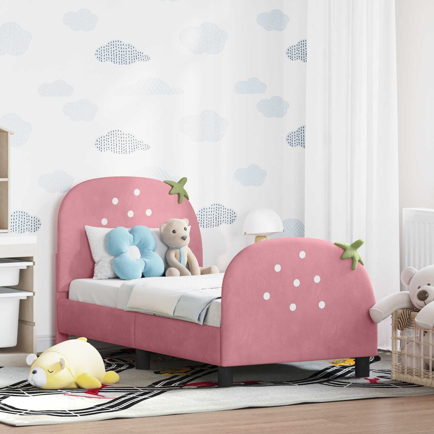 Struttura letto per bambini con testata Rosa 70 x 140 cm