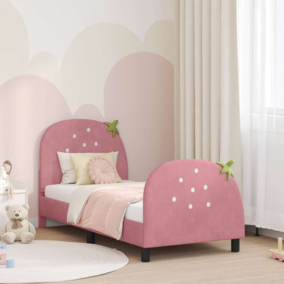 Struttura letto bambini con testata Rosa 80 x 160 cm Velluto