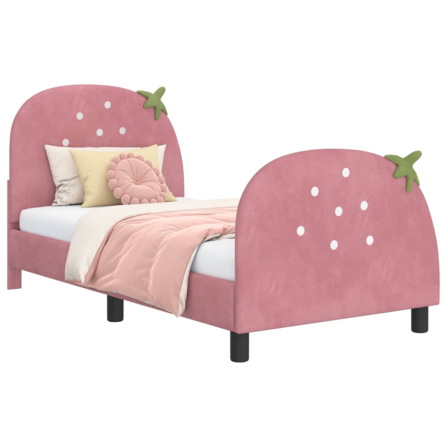 Struttura letto bambini con testata Rosa 80 x 160 cm Velluto