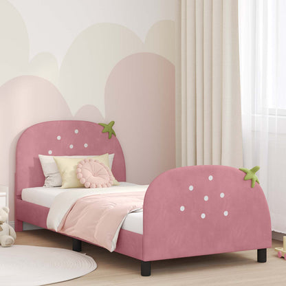 Struttura letto bambini con testata Rosa 90 x 190 cm Velluto