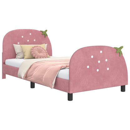 Struttura letto bambini con testata Rosa 90 x 190 cm Velluto