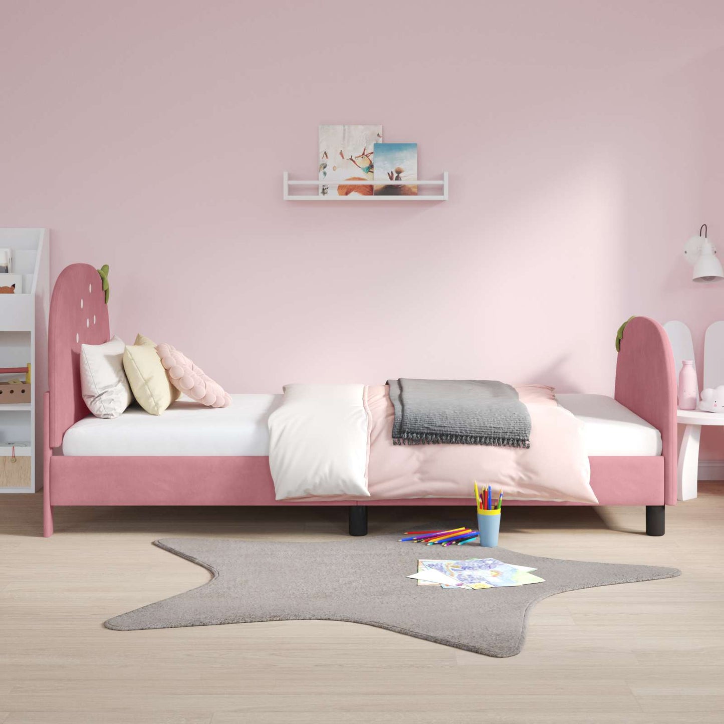 Struttura letto bambini con testata Rosa 90 x 200 cm Velluto