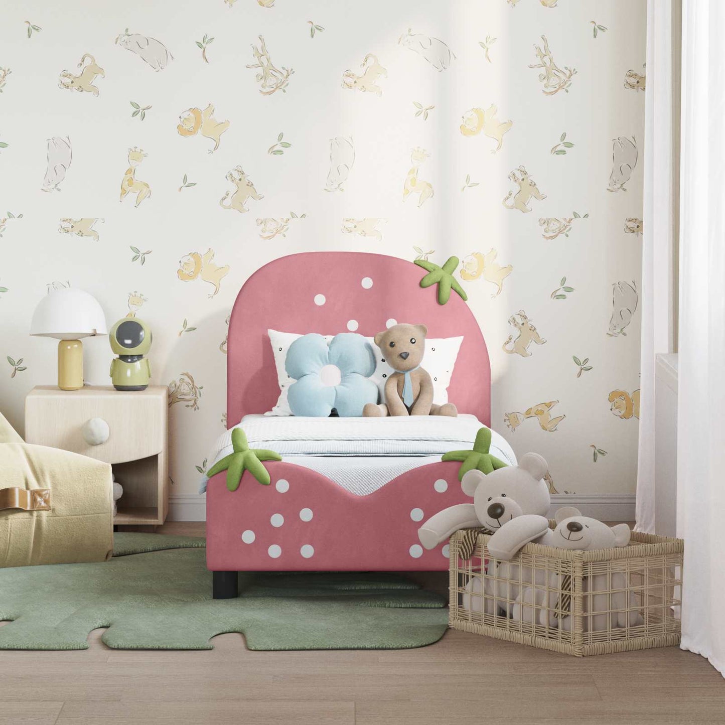 Struttura letto per bambini con testata Rosa 70 x 140 cm