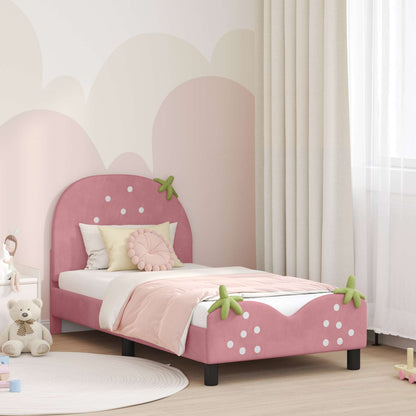 Struttura letto bambini con testata Rosa 80 x 160 cm Velluto