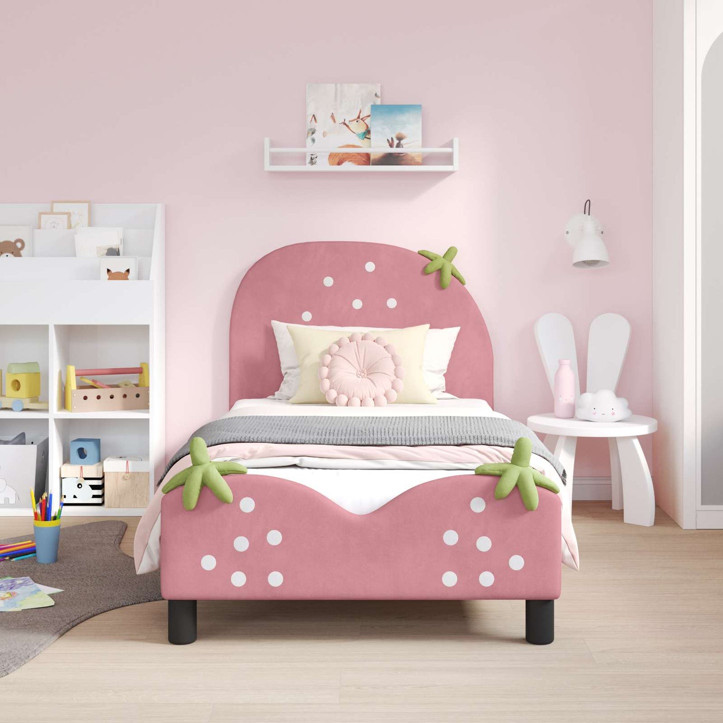 Struttura letto bambini con testata Rosa 80 x 160 cm Velluto