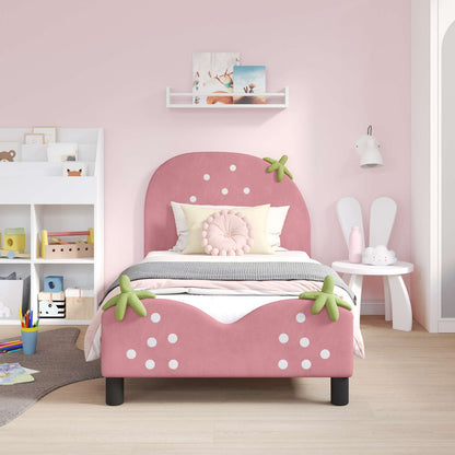 Struttura letto bambini con testata Rosa 80 x 160 cm Velluto