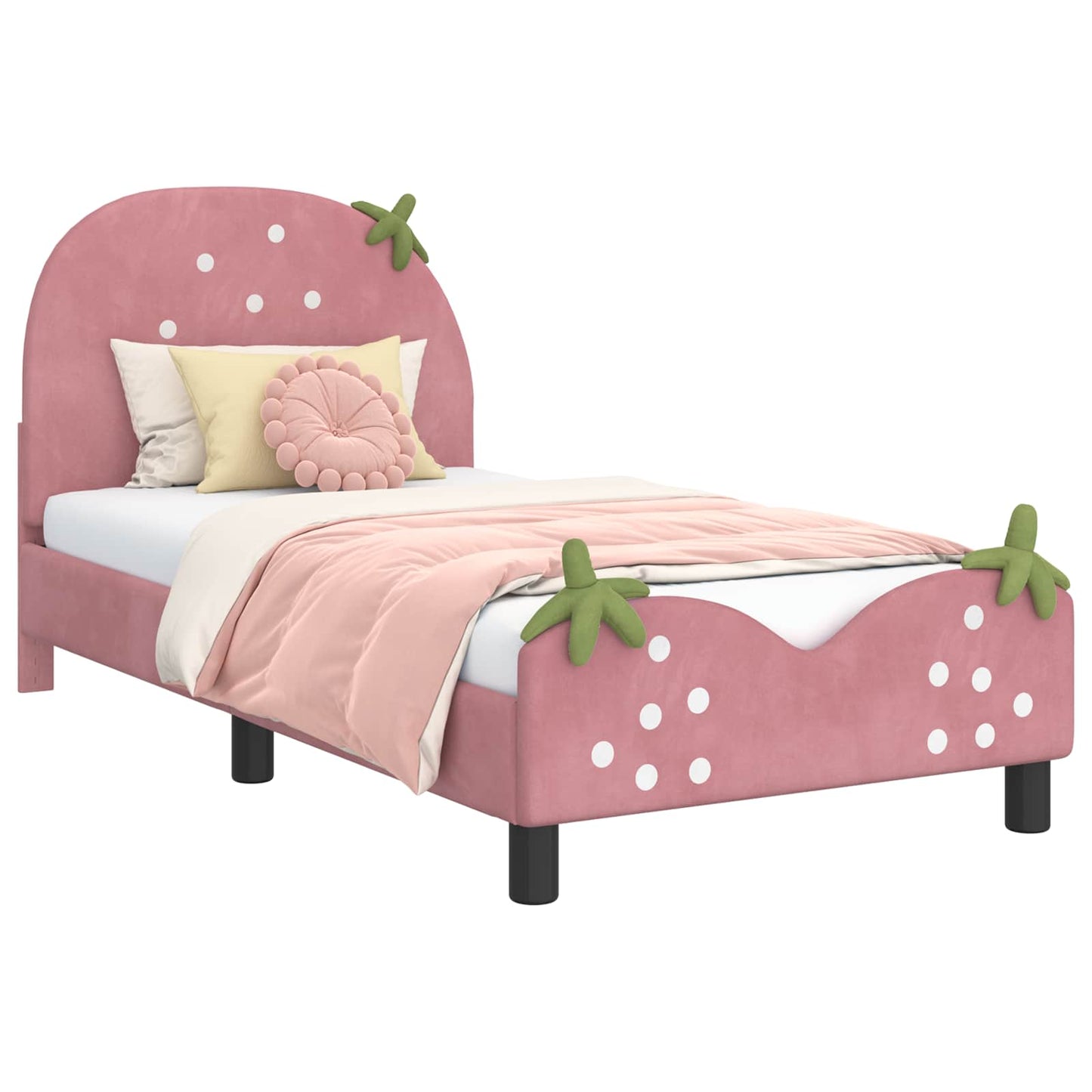 Struttura letto bambini con testata Rosa 80 x 160 cm Velluto