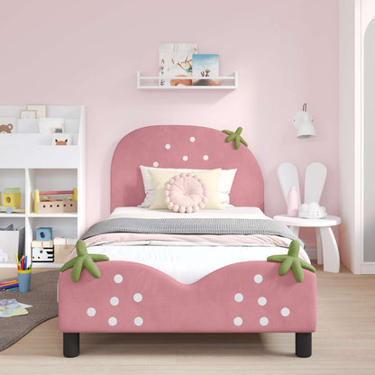 Struttura letto bambini con testata Rosa 90 x 200 cm Velluto
