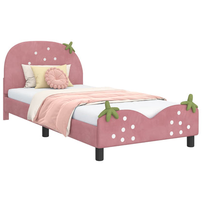Struttura letto bambini con testata Rosa 90 x 200 cm Velluto