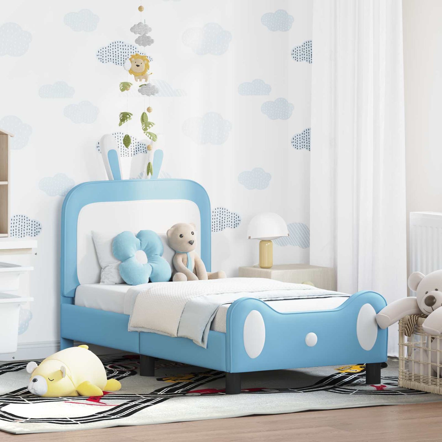 Struttura letto per bambini con testata Blu 70 x 140 cm PU