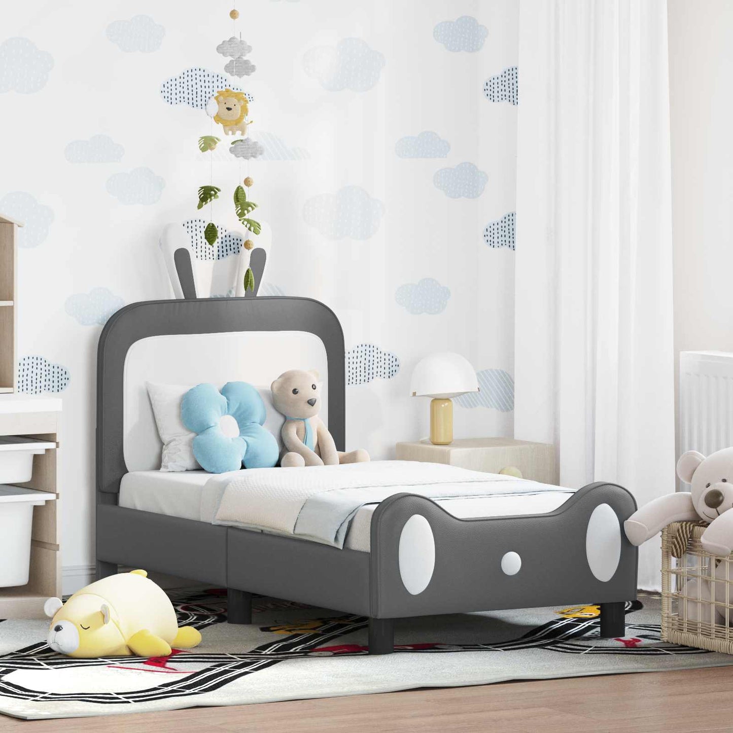 Struttura letto per bambini con testata Grigio chiaro PU
