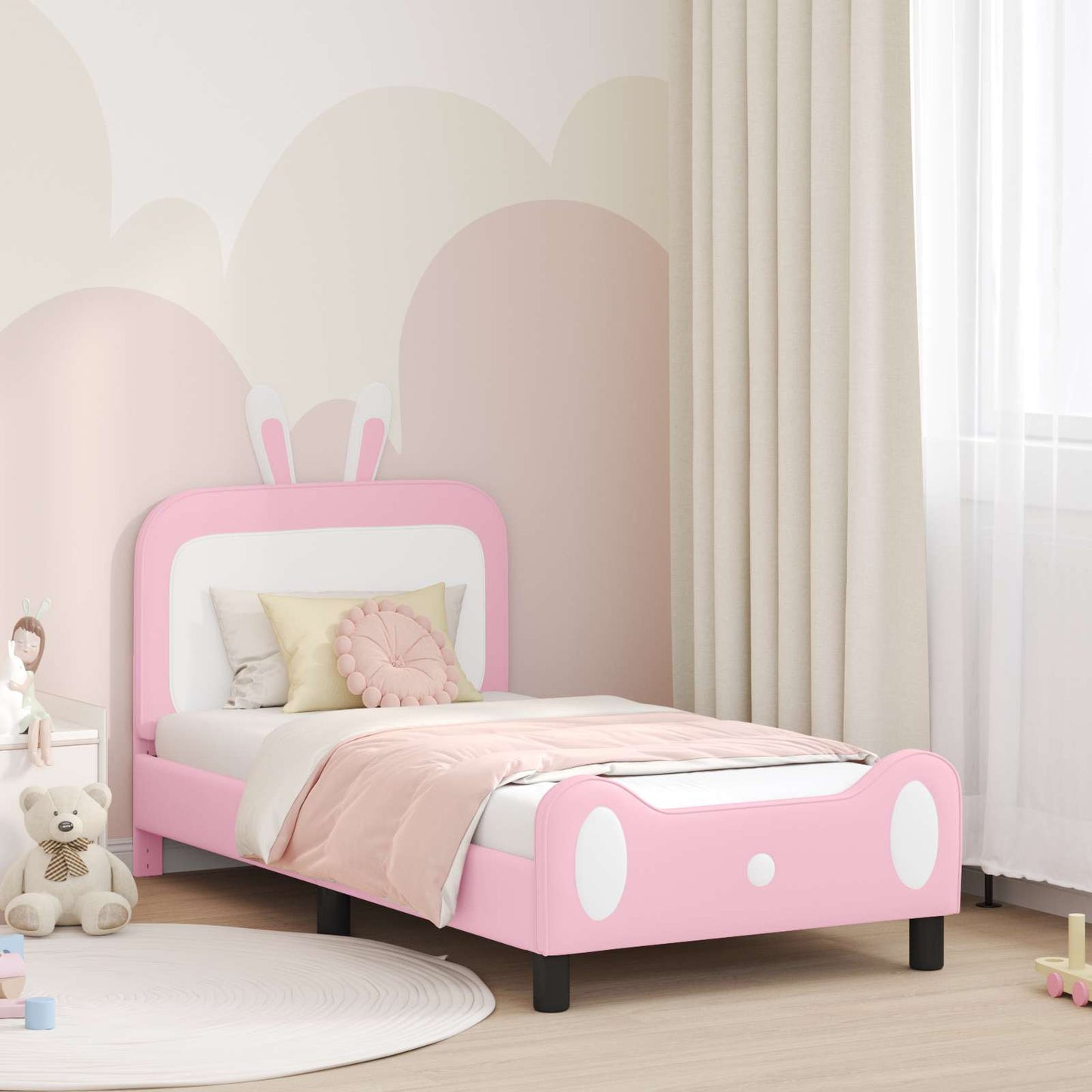 Struttura letto bambini con testata Rosa 80 x 160 cm PU