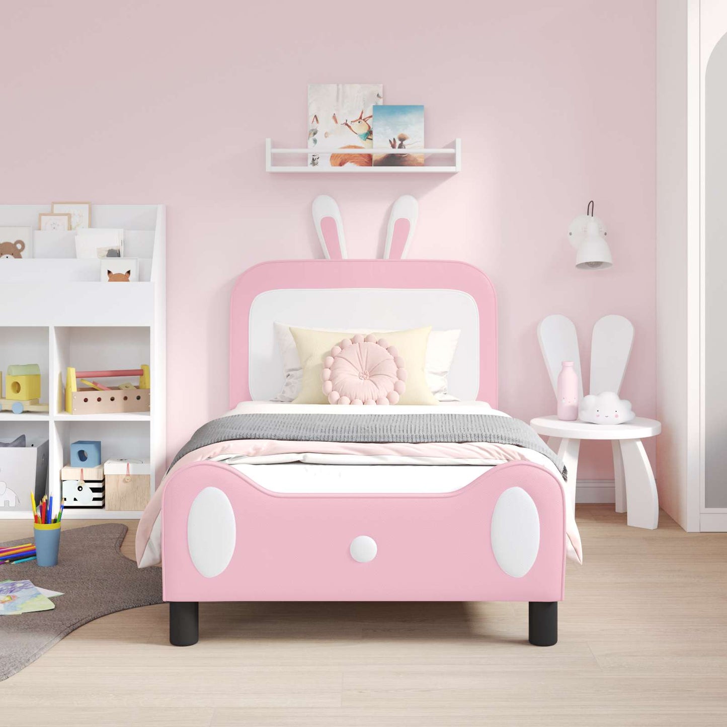 Struttura letto bambini con testata Rosa 80 x 160 cm PU