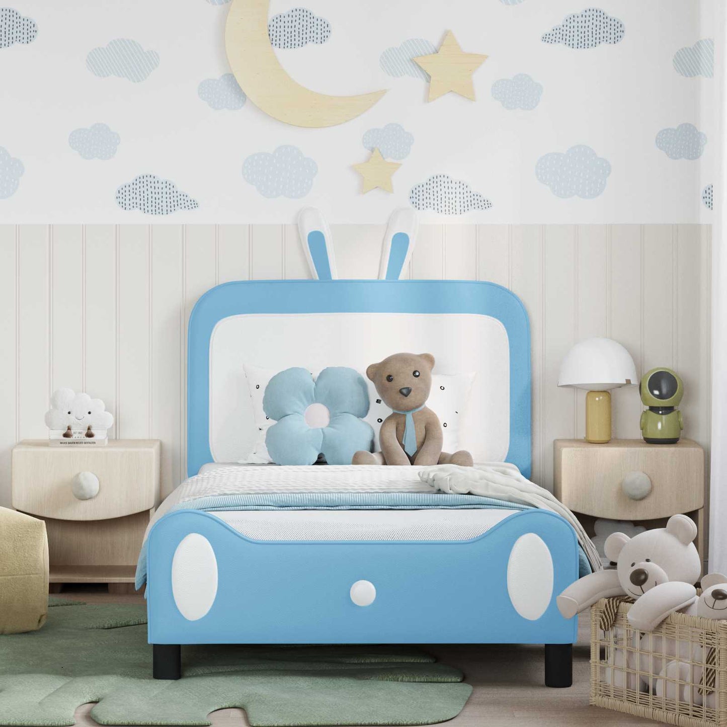 Struttura letto bambini con testata Blu 80 x 200 cm PU