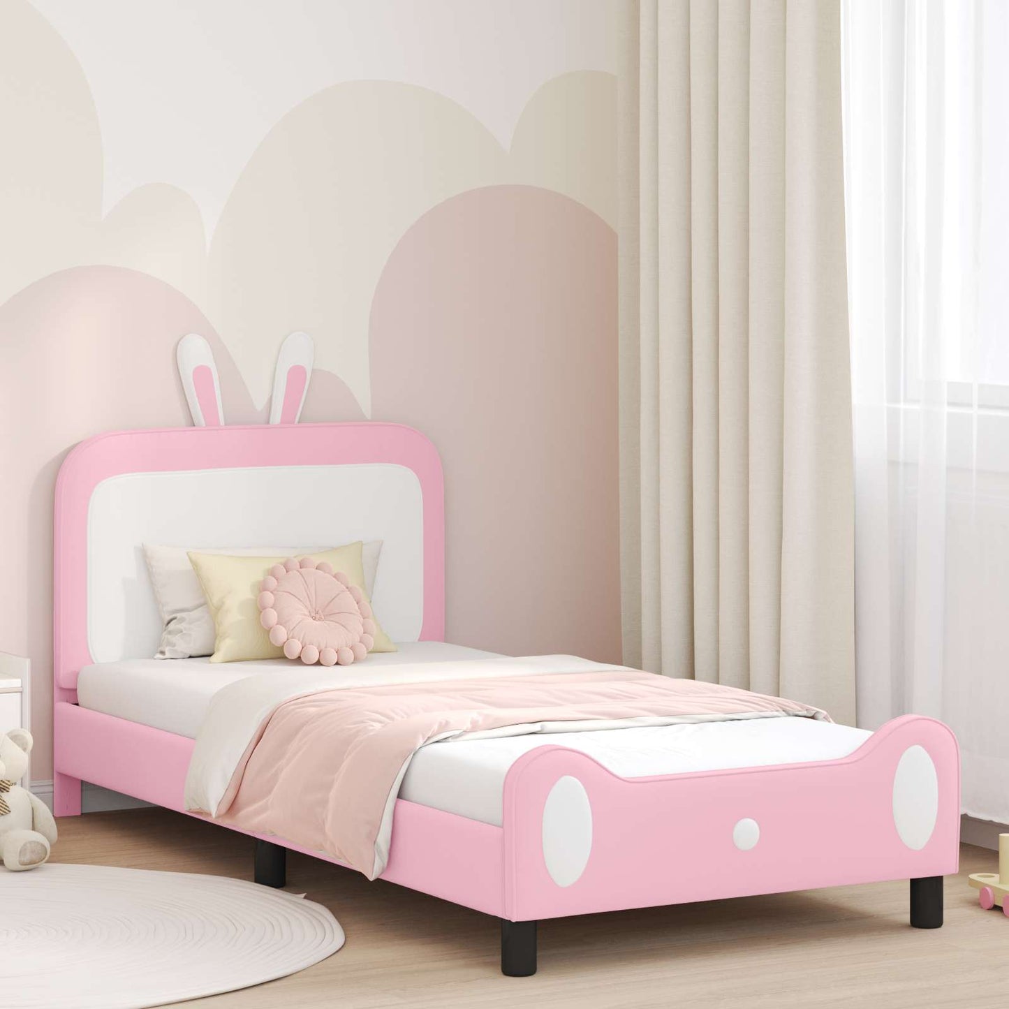 Struttura letto bambini con testata Rosa 90 x 200 cm PU
