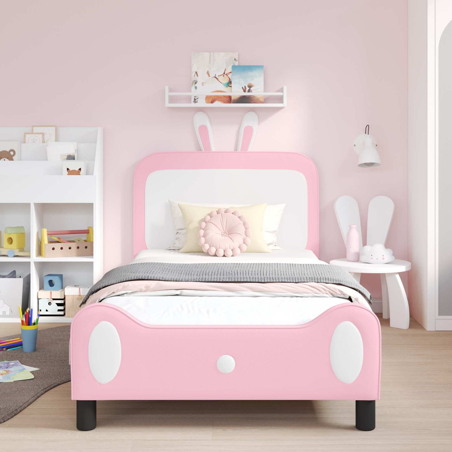 Struttura letto bambini con testata Rosa 90 x 200 cm PU