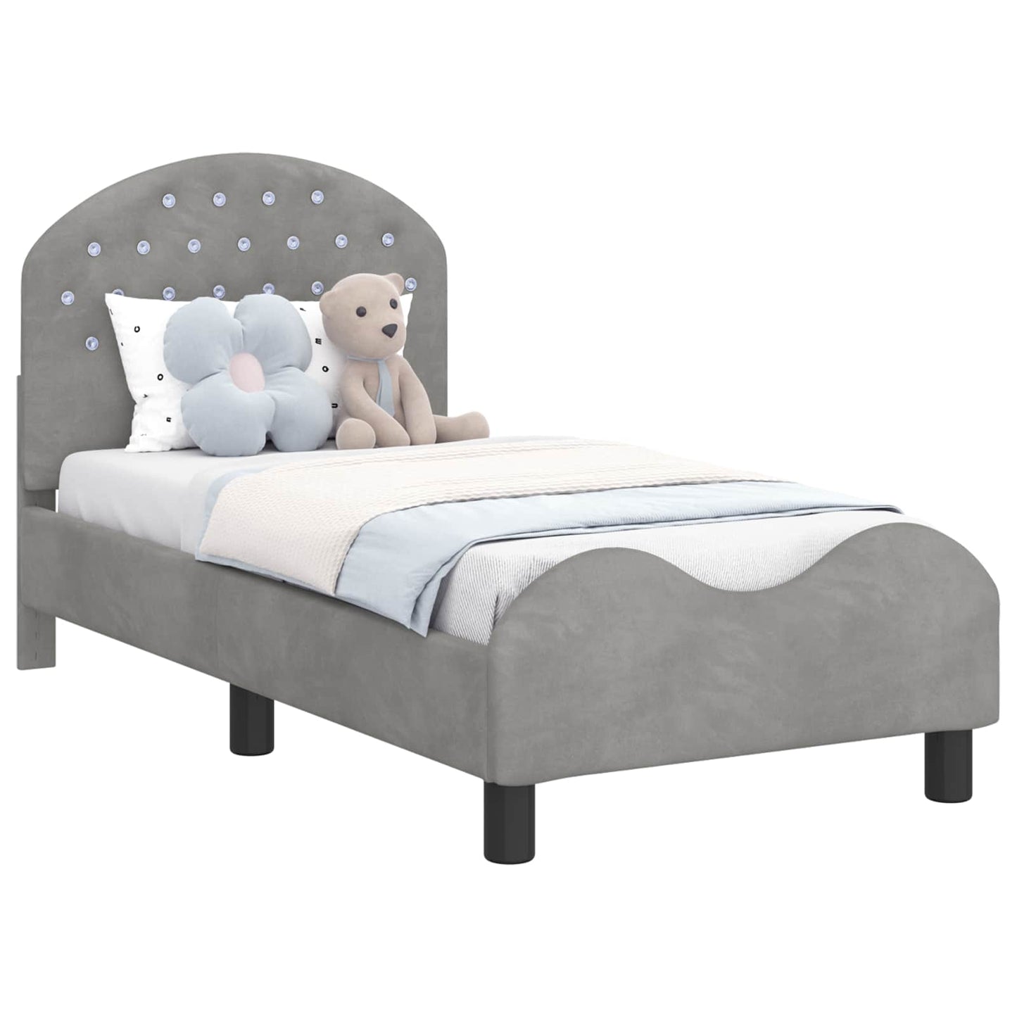 Struttura letto per bambini con testata Grigio chiaro Velluto
