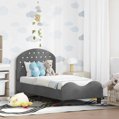 Struttura letto per bambini con testata Grigio scuro Velluto