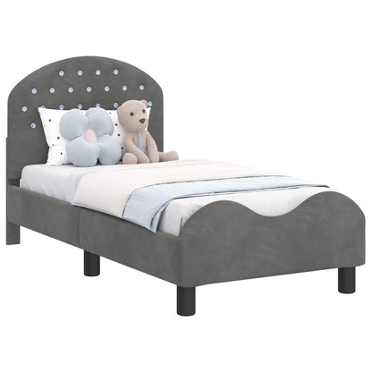 Struttura letto per bambini con testata Grigio scuro Velluto