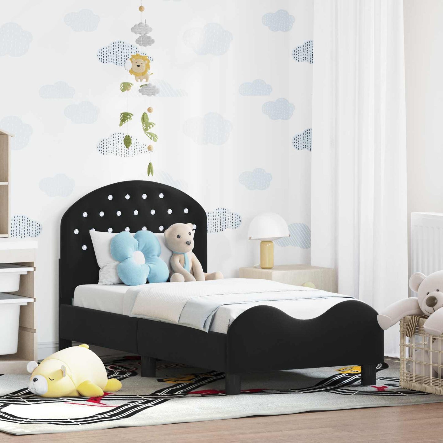 Struttura letto per bambini con testata Nero 70 x 140 cm