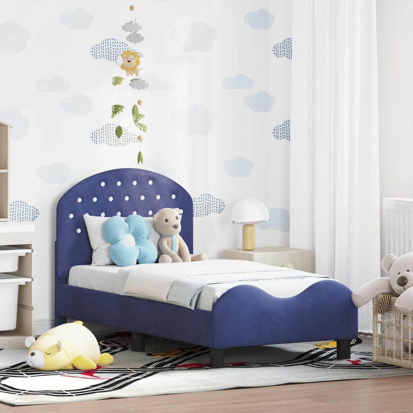 Struttura letto per bambini con testata Blu Polizia 70 x 140 cm