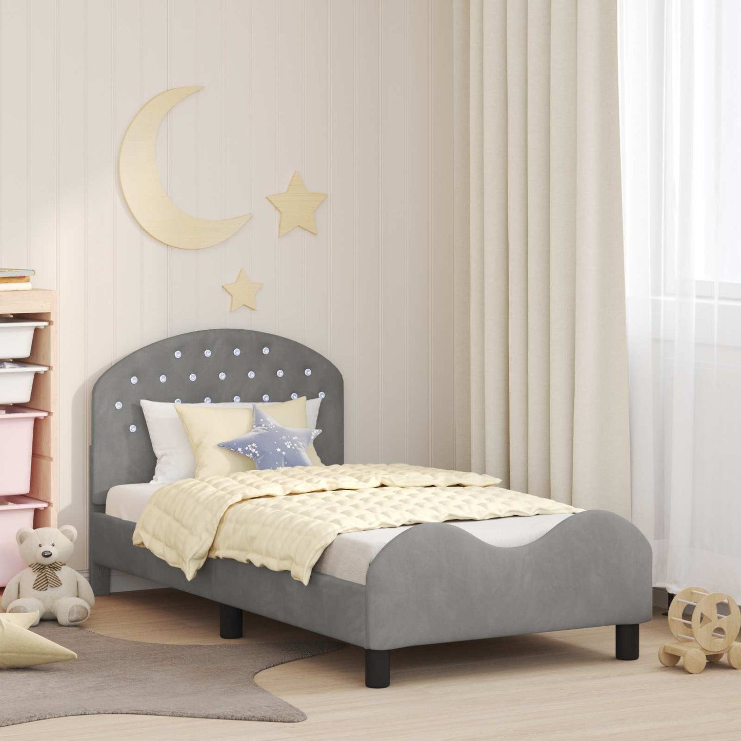 Struttura letto bambini con testata Grigio chiaro 80 x 160 cm