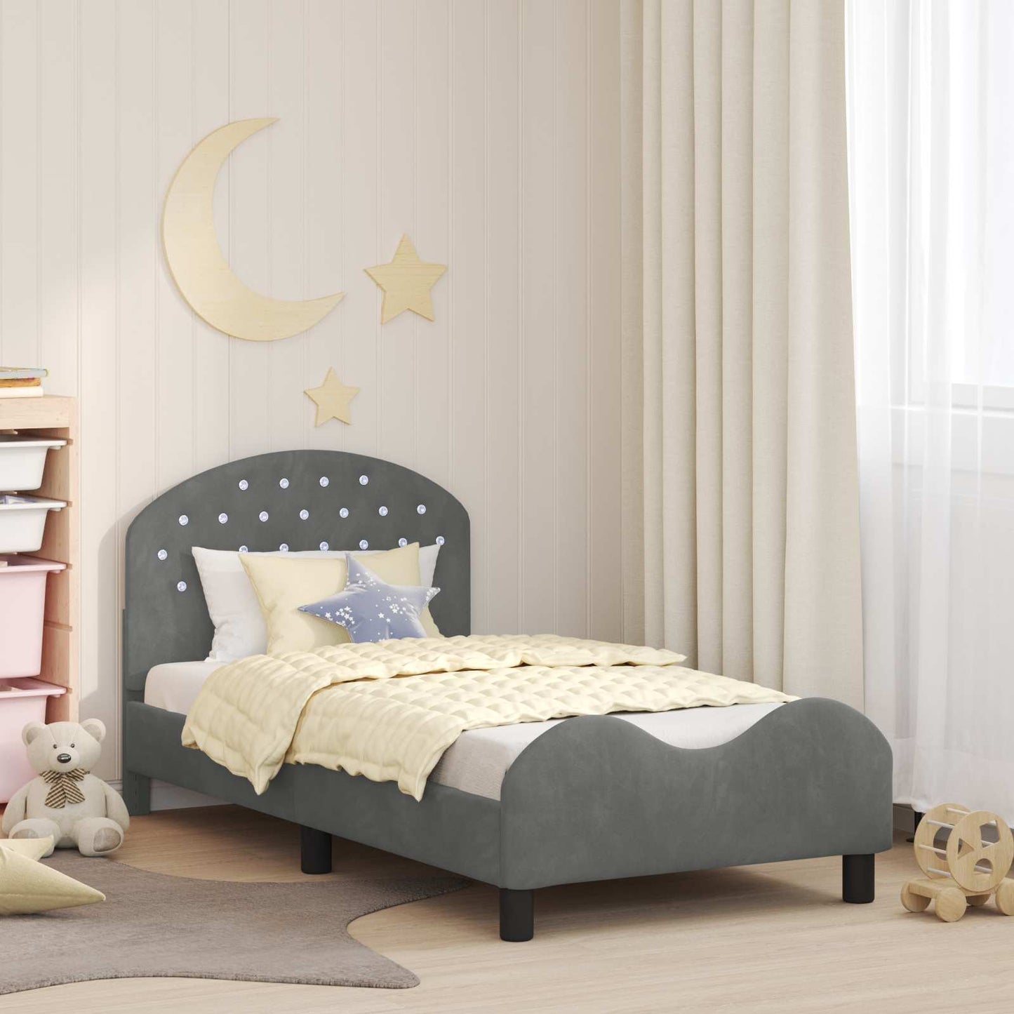 Struttura letto bambini con testata Grigio scuro 80 x 160 cm