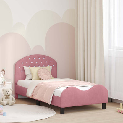 Struttura letto bambini con testata Rosa 80 x 160 cm Velluto