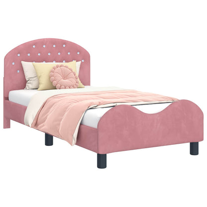 Struttura letto bambini con testata Rosa 80 x 160 cm Velluto