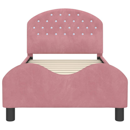 Struttura letto bambini con testata Rosa 80 x 160 cm Velluto